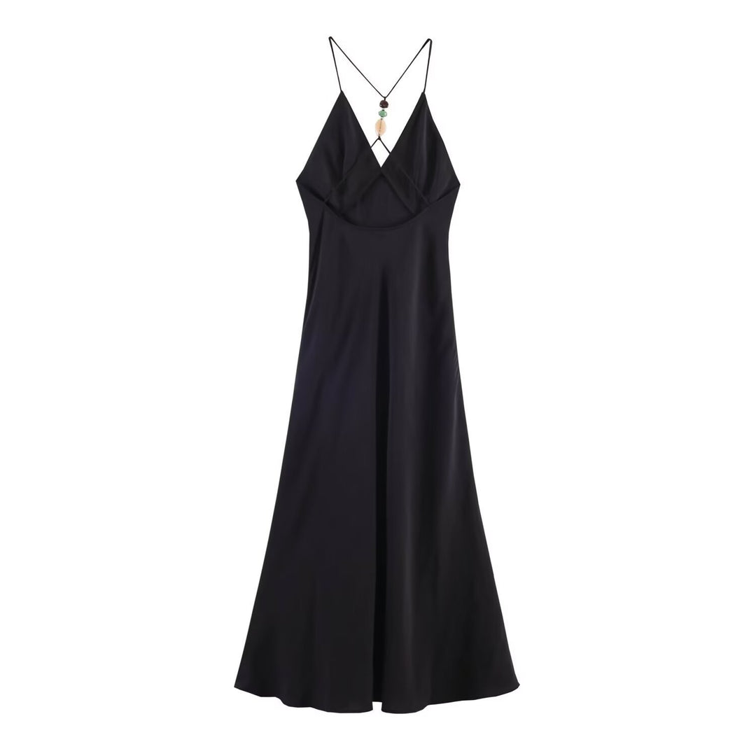 Dam Maxi dress with delicate spaghetti strap design and elegant draping Mirla-Eva Jonsson