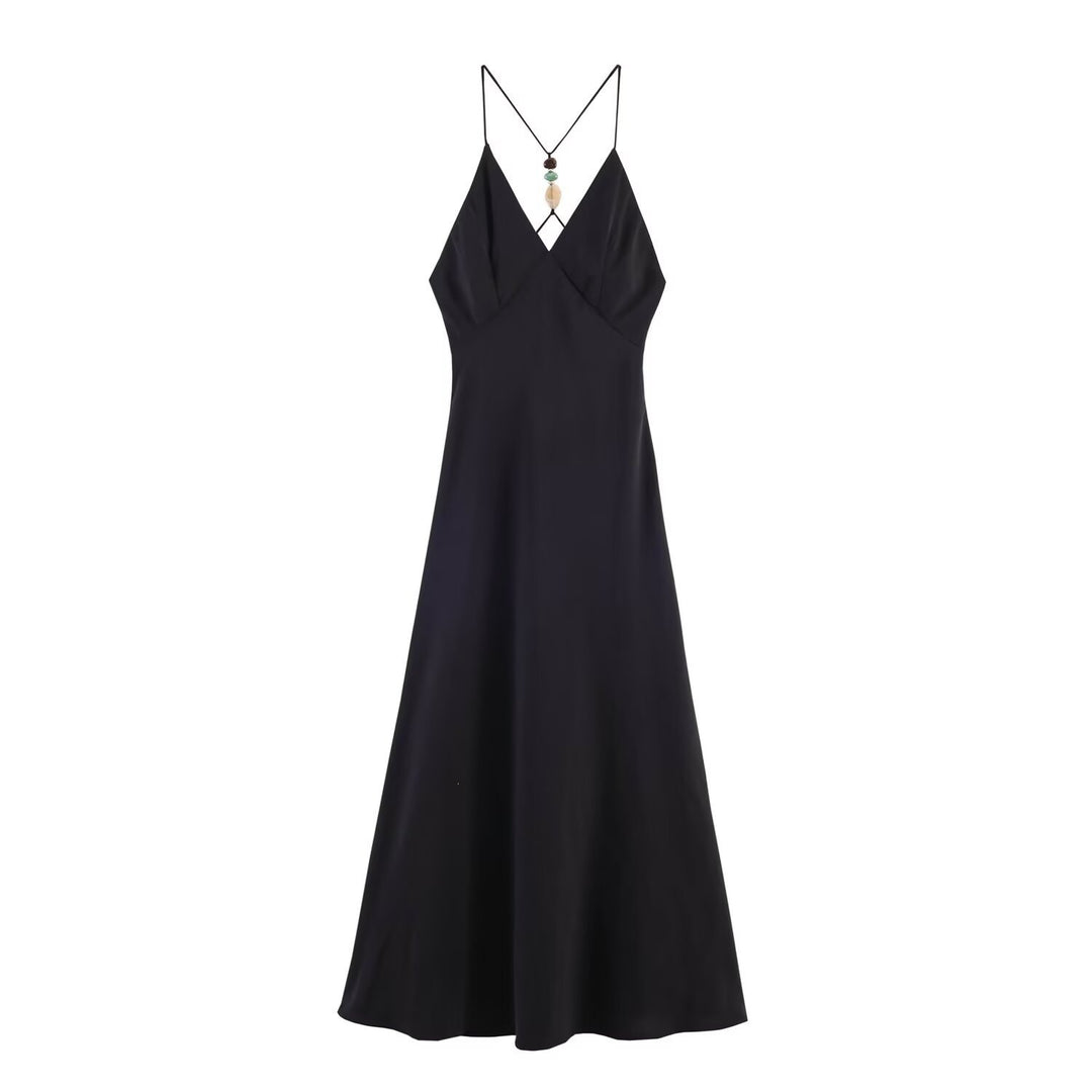 Dam Maxi dress with delicate spaghetti strap design and elegant draping Mirla-Eva Jonsson
