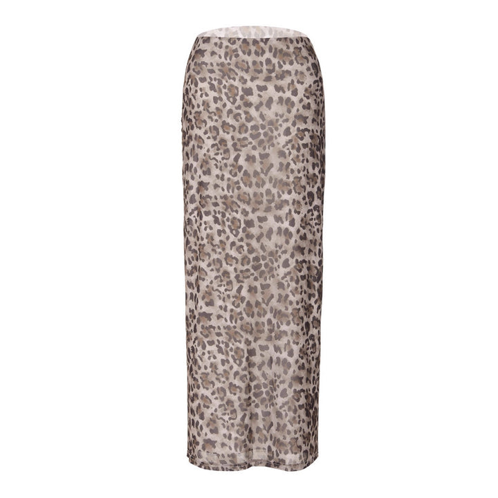 Dam Maxi kjol med elegant leopardtryck och hög slits Mirla-Eva Jonsson