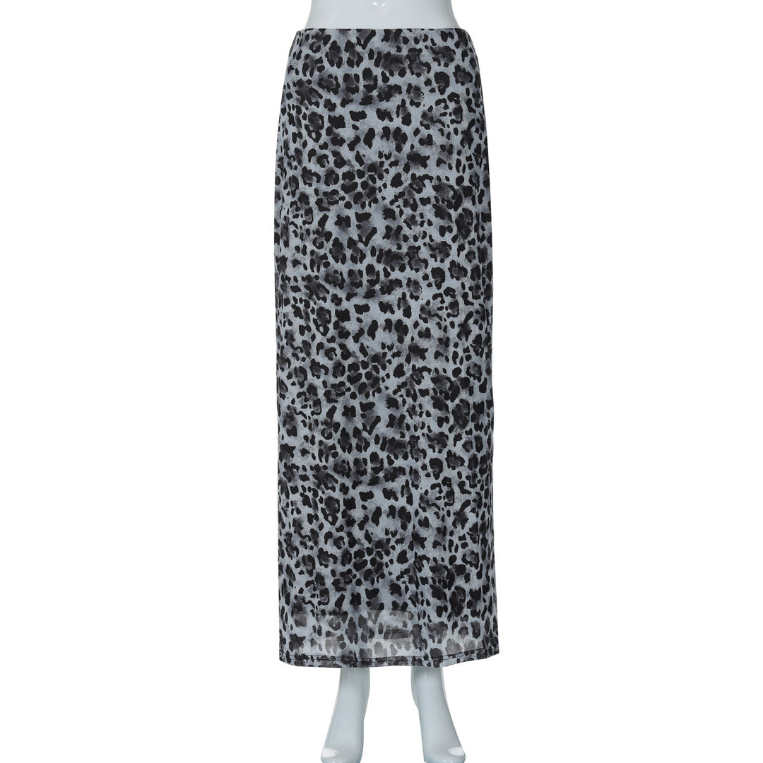 Dam Maxi kjol med elegant leopardtryck och hög slits Mirla-Eva Jonsson