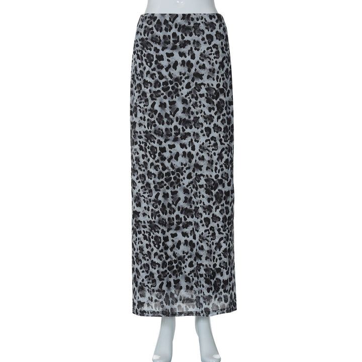 Dam Maxi kjol med elegant leopardtryck och hög slits Mirla-Eva Jonsson