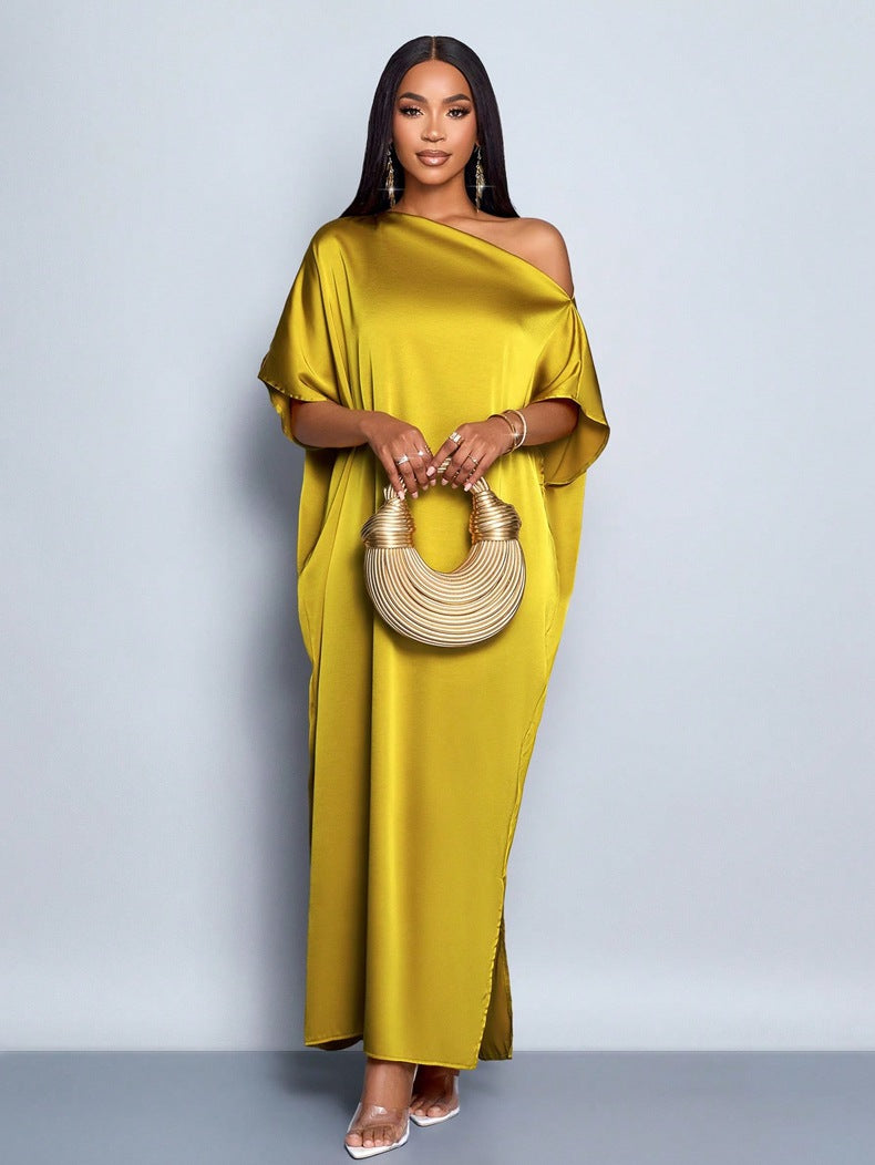 Dam Maxi klänning med asymmetrisk skärning och elegant fall Mirla-Eva Jonsson