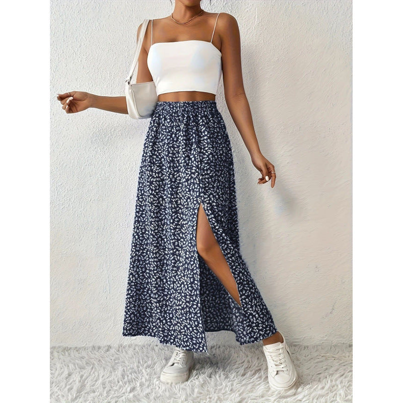 Dam Maxi skirt with floral pattern and side slit Mirla-Eva Jonsson