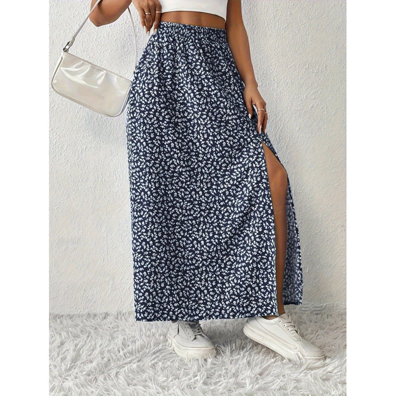 Dam Maxi skirt with floral pattern and side slit Mirla-Eva Jonsson
