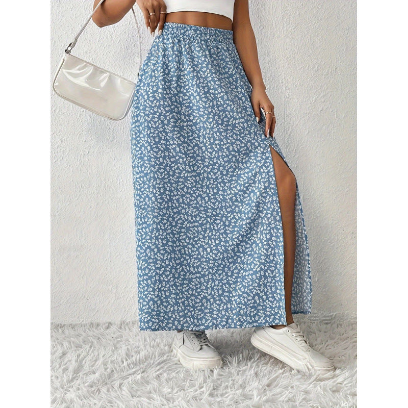 Dam Maxi skirt with floral pattern and side slit Mirla-Eva Jonsson