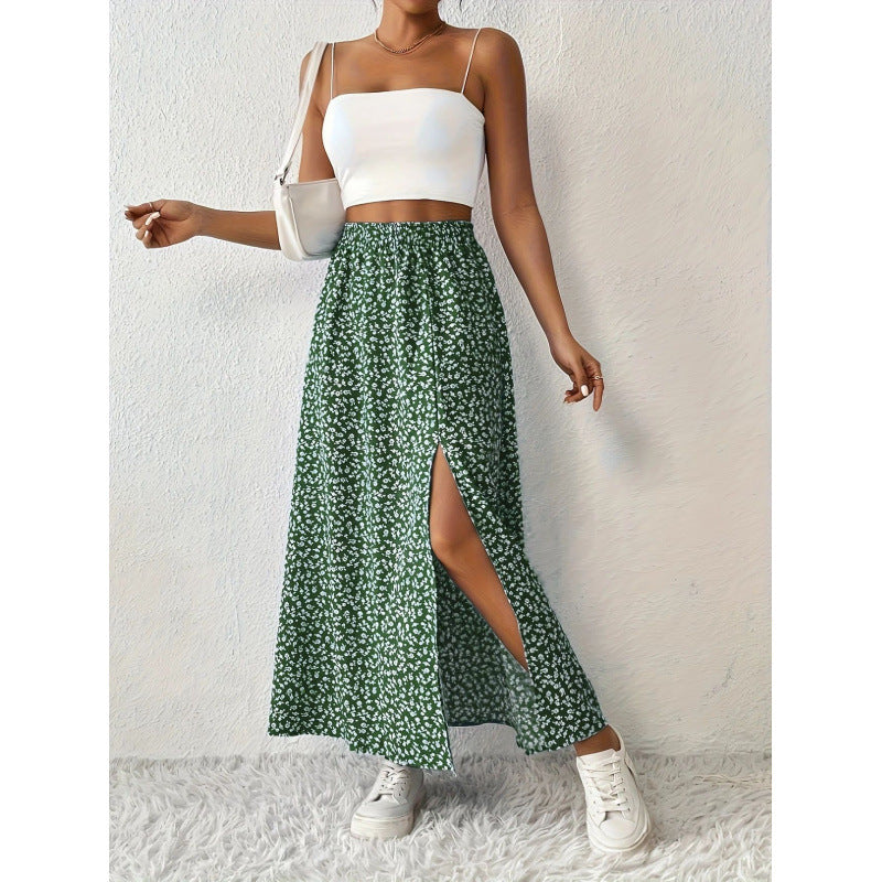 Dam Maxi skirt with floral pattern and side slit Mirla-Eva Jonsson