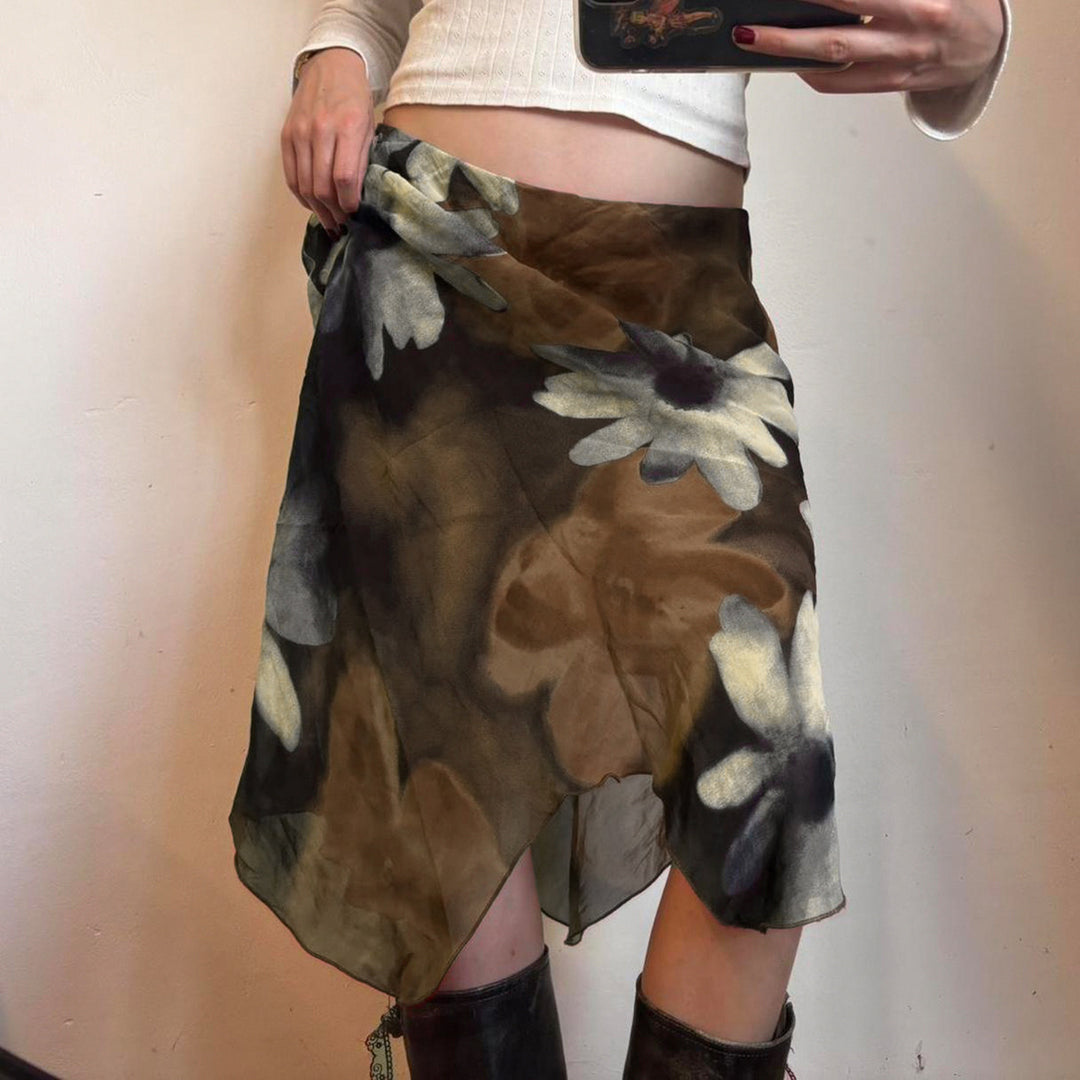 Dam Midi-kjol med blommigt chiffondesign Mirla-Eva Jonsson