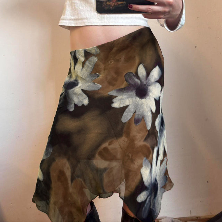 Dam Midi-kjol med blommigt chiffondesign Mirla-Eva Jonsson