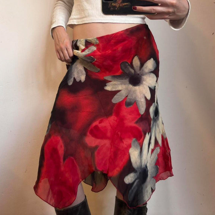 Dam Midi-kjol med blommigt chiffondesign Mirla-Eva Jonsson