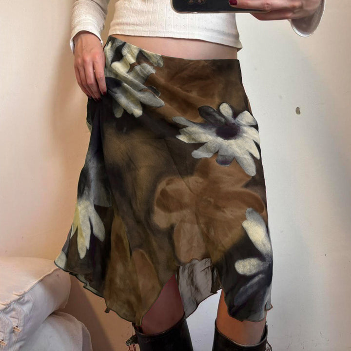 Dam Midi-kjol med blommigt chiffondesign Mirla-Eva Jonsson