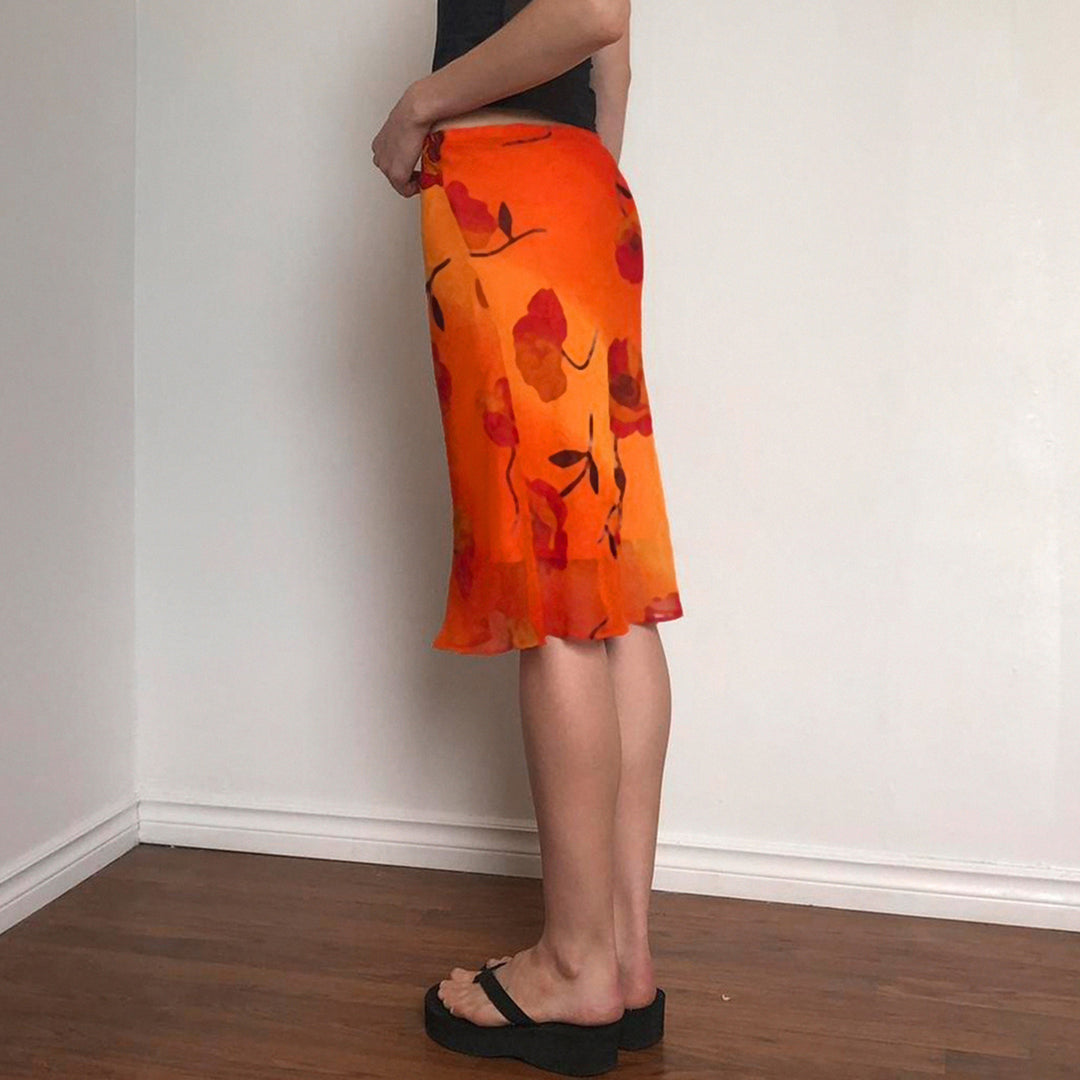 Dam Midi-kjol med blommigt transparentdesign Mirla-Eva Jonsson