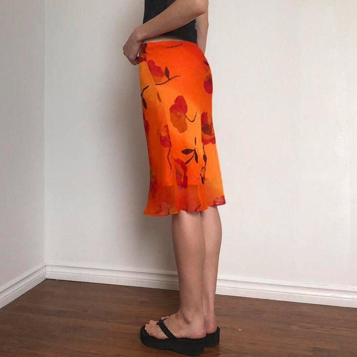 Dam Midi-kjol med blommigt transparentdesign Mirla-Eva Jonsson