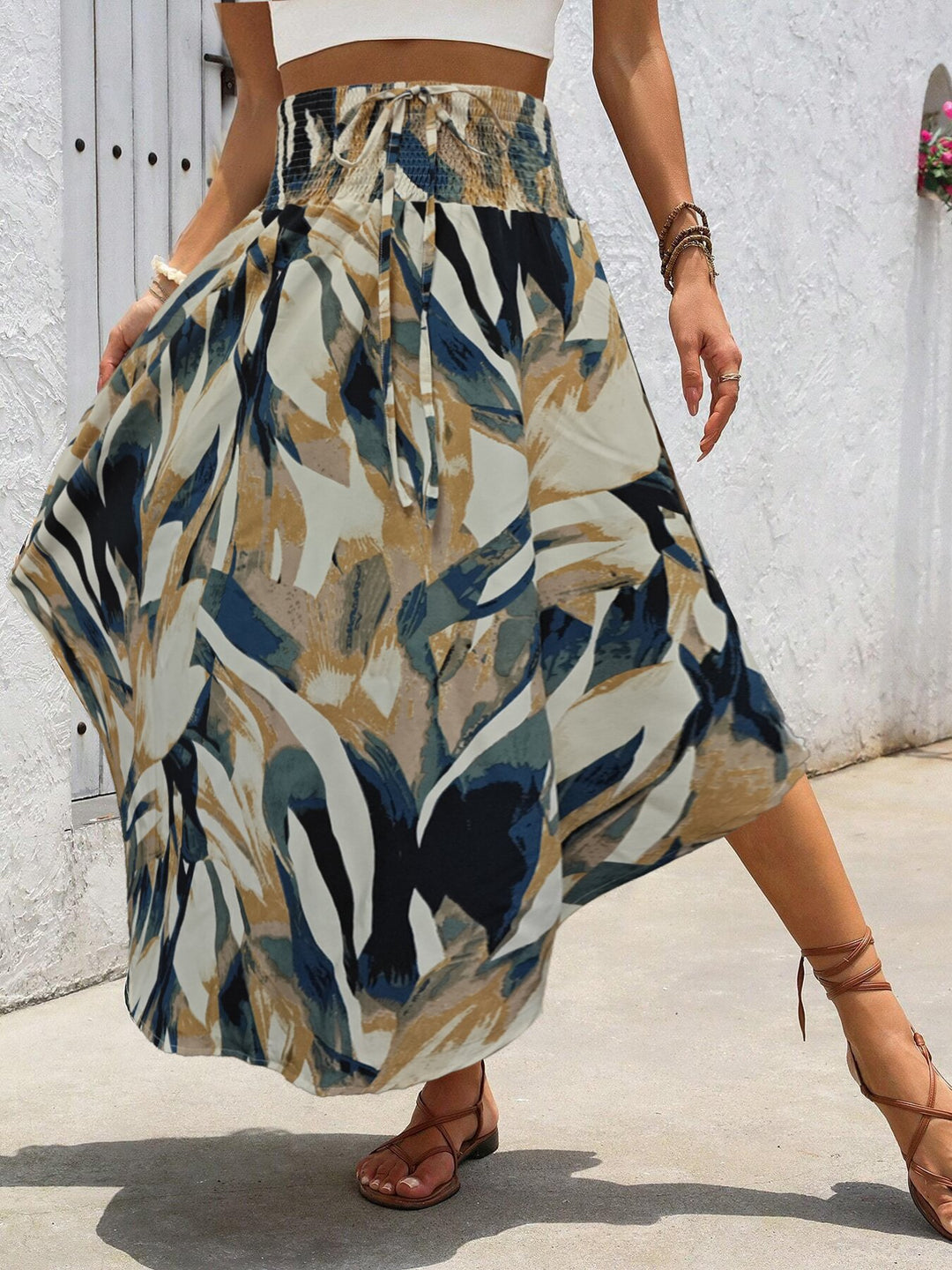 Dam Midi skirt with elastic waist and floral pattern Mirla-Eva Jonsson