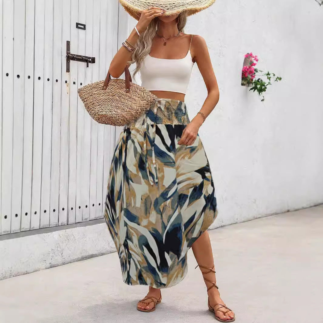 Dam Midi skirt with elastic waist and floral pattern Mirla-Eva Jonsson