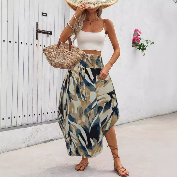 Dam Midi skirt with elastic waist and floral pattern Mirla-Eva Jonsson