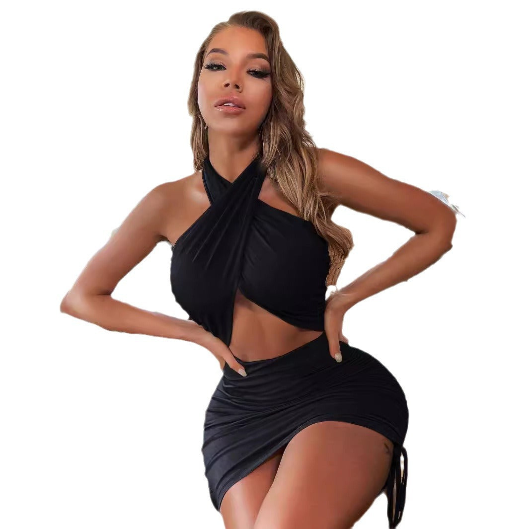 Dam Mini Dress with Asymmetric Wrap Design and Side Freeze Details Mirla-Eva Jonsson