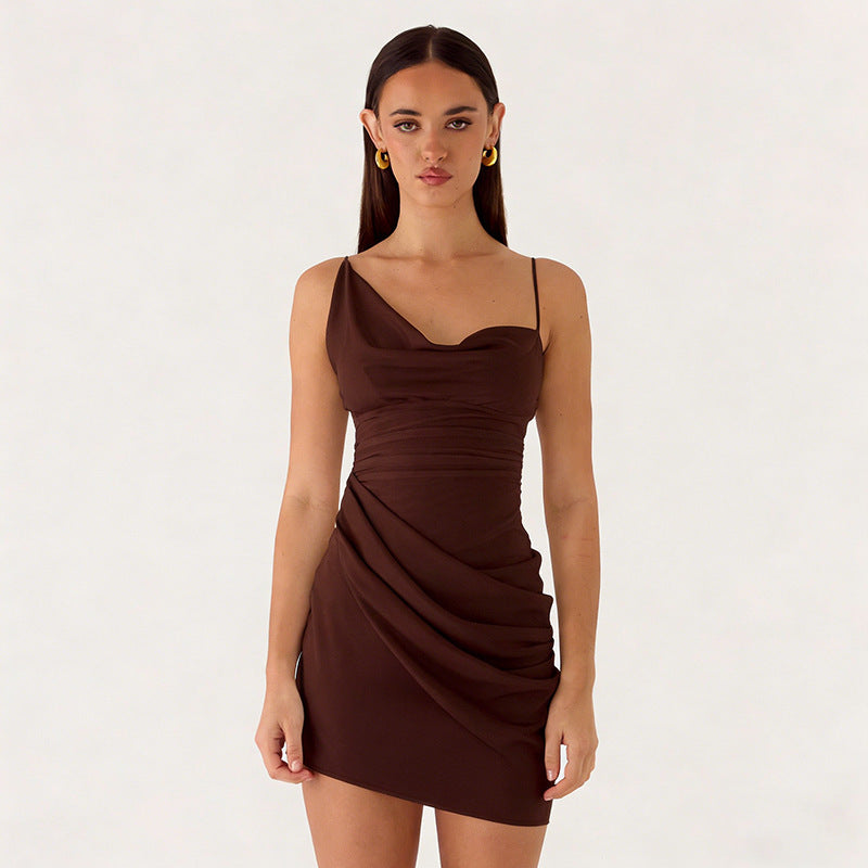 Dam Mini-Party Dress with asymmetrical cut and waist shaping Mirla-Eva Jonsson