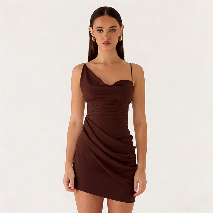 Dam Mini-Party Dress with asymmetrical cut and waist shaping Mirla-Eva Jonsson