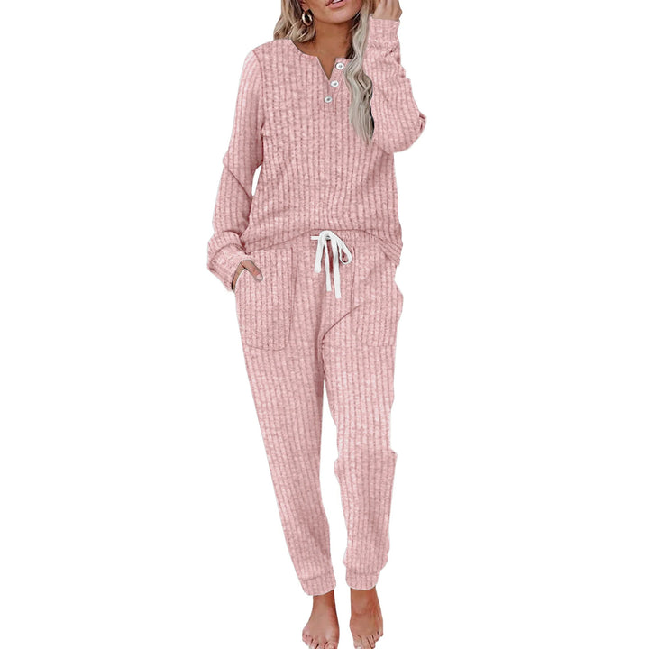 Dam Mjuk Loungewear-set med Knäppning & Praktiska Fickor | Mirla-Eva Jonsson