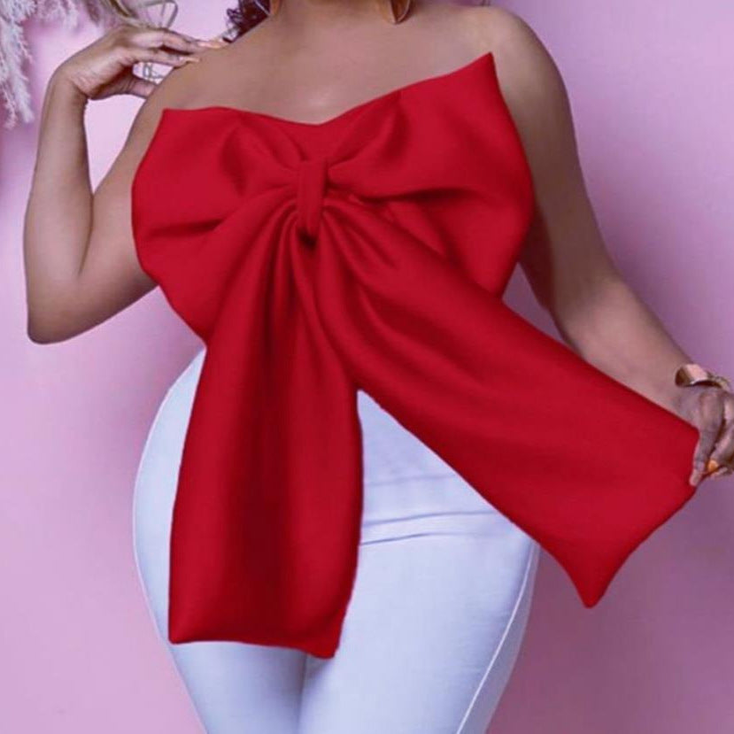 Dam Off-Shoulder Blus med dekorativt sidenband-design Mirla-Eva Jonsson