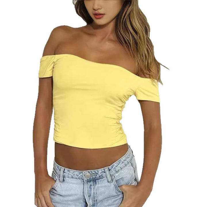 Dam Off-Shoulder Cropped Top med volangdetaljer Mirla-Eva Jonsson