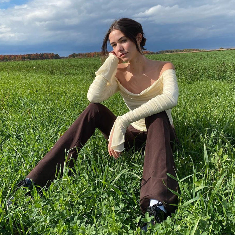 Dam Off-Shoulder Långärmad topp med volanger Mirla-Eva Jonsson