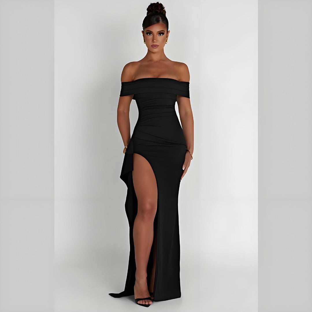 Dam Off-Shoulder Maxikjol med elegant slits och figursydd passform Mirla-Eva Jonsson