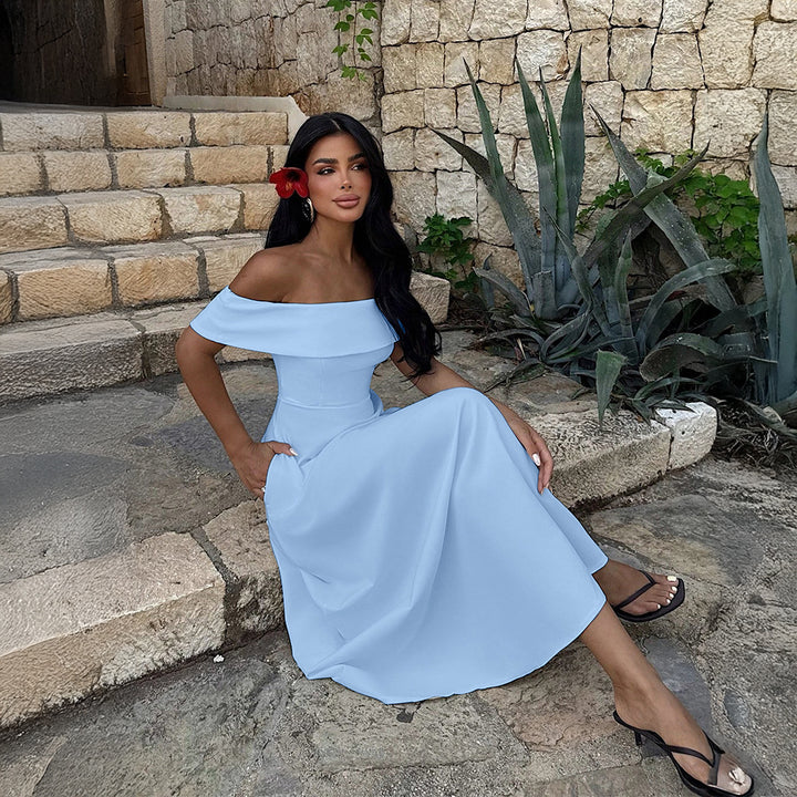Dam Off-Shoulder Maxiklänning med fickor och elegant silhuett Mirla-Eva Jonsson