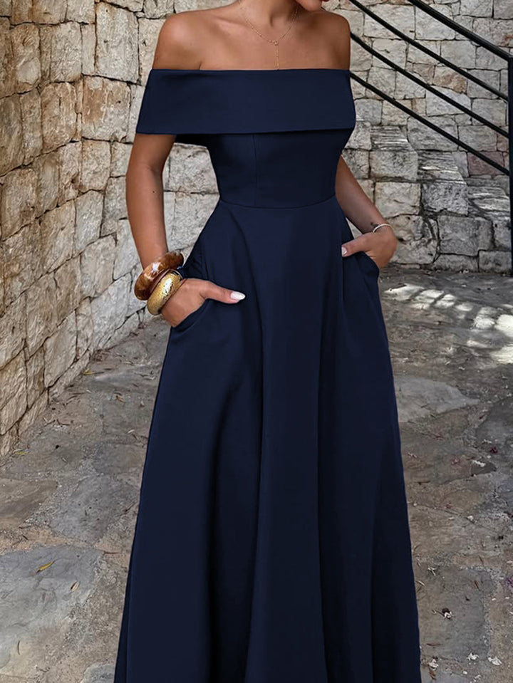 Dam Off-Shoulder Maxiklänning med fickor och elegant silhuett Mirla-Eva Jonsson
