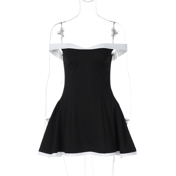 Dam Off-Shoulder Mini Dress with Voluminous Skirt and Contrasting Hems Mirla-Eva Jonsson