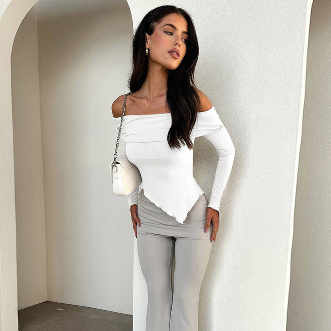 Dam Off-Shoulder Shirt med eleganta trumpetärmar Mirla-Eva Jonsson