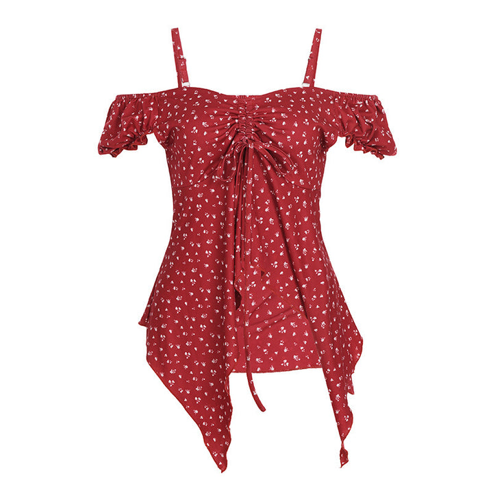 Dam Off-Shoulder-Top med söt blommönster och rynkning Mirla-Eva Jonsson