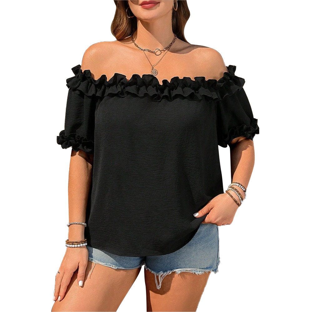 Dam Off-Shoulder Topp med Volangdetaljer Mirla-Eva Jonsson