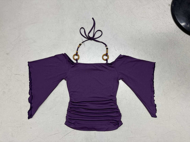 Dam Off-Shoulder Topp med voluminösa ärmar och dekorativa knytdetaljer Mirla-Eva Jonsson