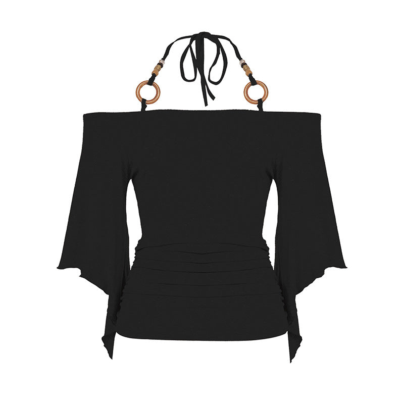 Dam Off-Shoulder Topp med voluminösa ärmar och dekorativa knytdetaljer Mirla-Eva Jonsson