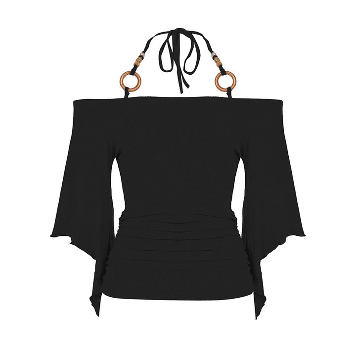 Dam Off-Shoulder Topp med voluminösa ärmar och dekorativa knytdetaljer Mirla-Eva Jonsson
