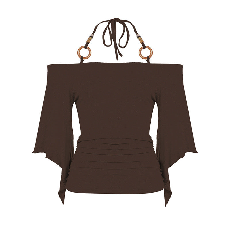 Dam Off-Shoulder Topp med voluminösa ärmar och dekorativa knytdetaljer Mirla-Eva Jonsson