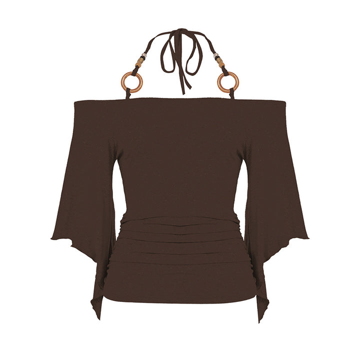Dam Off-Shoulder Topp med voluminösa ärmar och dekorativa knytdetaljer Mirla-Eva Jonsson