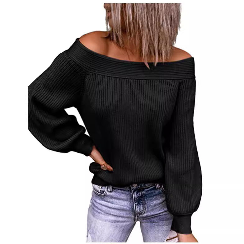 Dam Off-Shoulder Tröja med voluminösa ärmar Mirla-Eva Jonsson