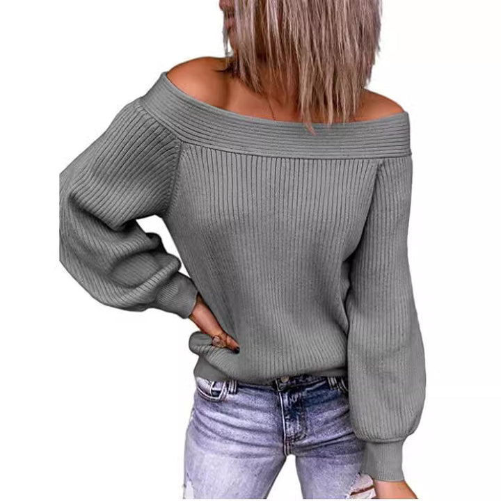 Dam Off-Shoulder Tröja med voluminösa ärmar Mirla-Eva Jonsson
