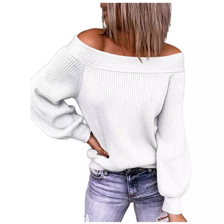Dam Off-Shoulder Tröja med voluminösa ärmar Mirla-Eva Jonsson