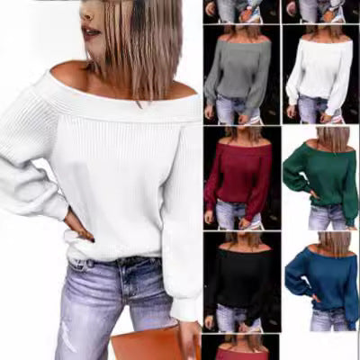 Dam Off-Shoulder Tröja med voluminösa ärmar Mirla-Eva Jonsson