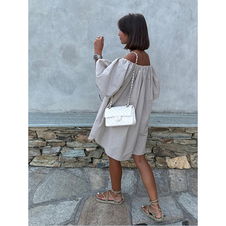 Dam Off-Shoulder sommarklänning med voluminösa ärmar och flödande snitt Mirla-Eva Jonsson