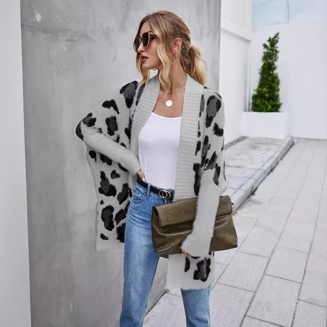 Dam Oversized Cardigan med leopardmönster Mirla-Eva Jonsson