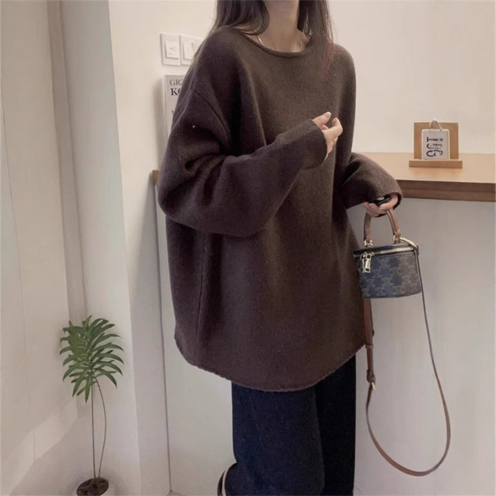 Dam Oversized Stickad Tröja med Avslappnad Passform och Hög Krage Mirla-Eva Jonsson