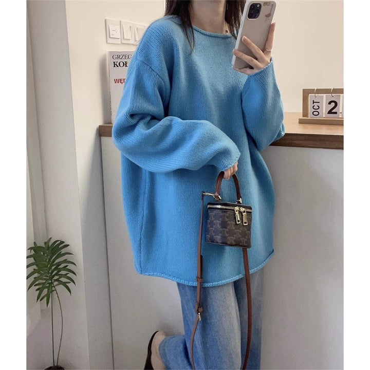 Dam Oversized Stickad Tröja med Avslappnad Passform och Hög Krage Mirla-Eva Jonsson