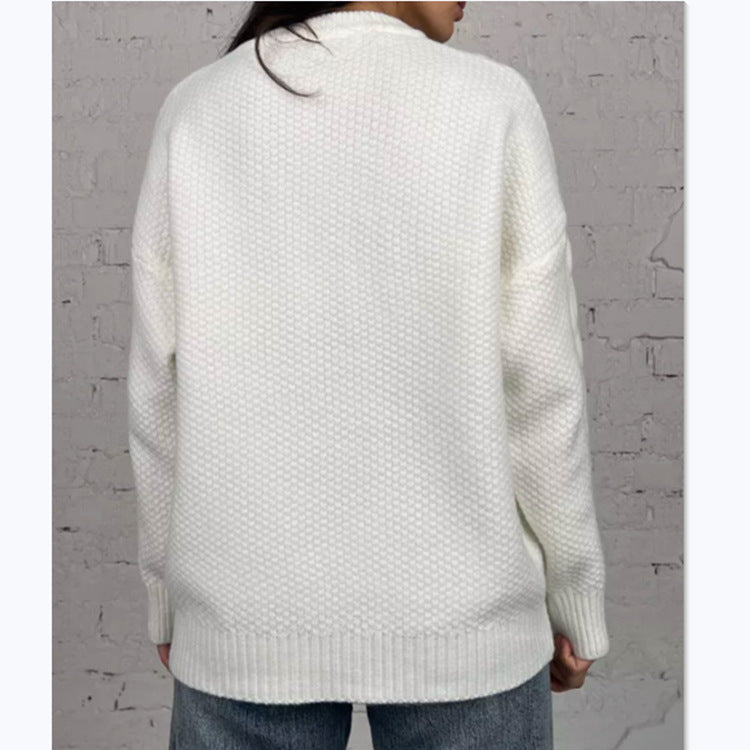 Dam Oversized Stickad Tröja med Flätmönster Eva Jonsson-Eva Jonsson