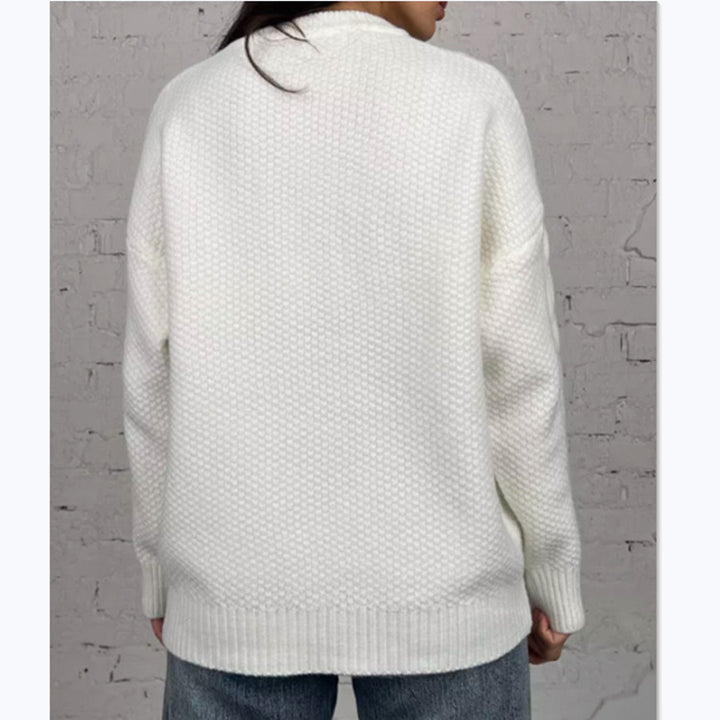 Dam Oversized Stickad Tröja med Flätmönster Eva Jonsson-Eva Jonsson