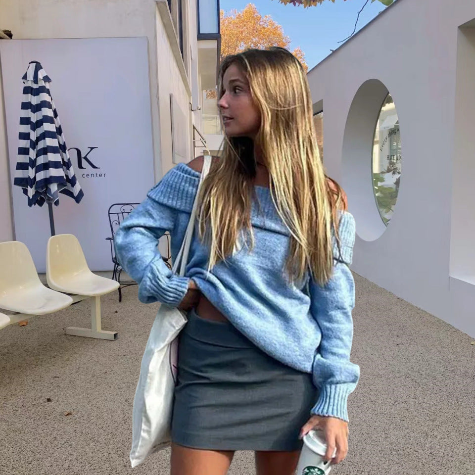 Dam Oversized Stickad tröja med off-shoulder design Mirla-Eva Jonsson