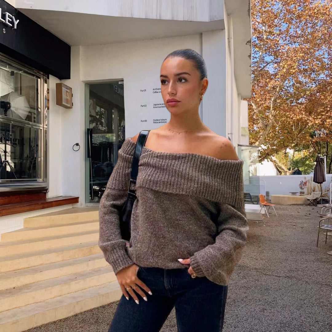 Dam Oversized Stickad tröja med off-shoulder design Mirla-Eva Jonsson